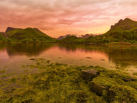 Sunset reflection in lofoten