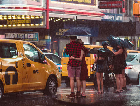 A rainy day in times square