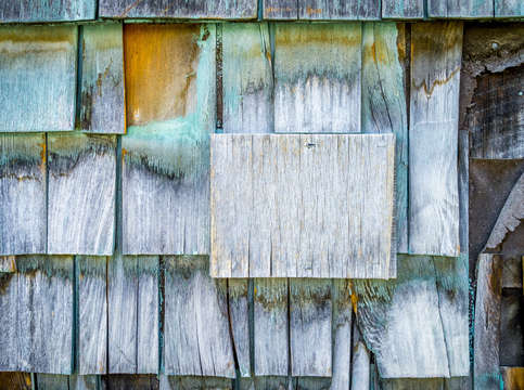 Blue barn shingles