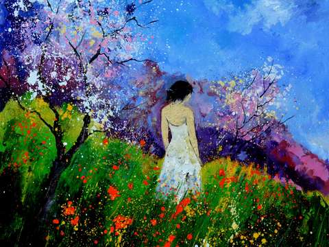 Eglantine amid the flowers