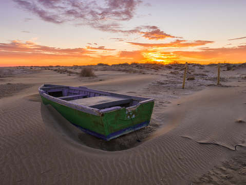 Boat at sunrise
