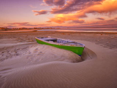 View of boat at sunrise