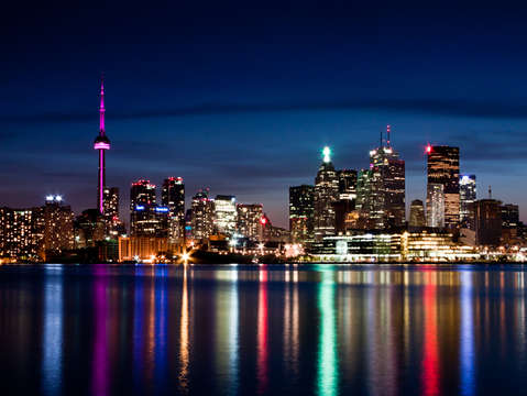 Toronto skyline at night from polson st no 2