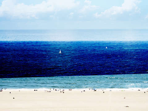At sea
