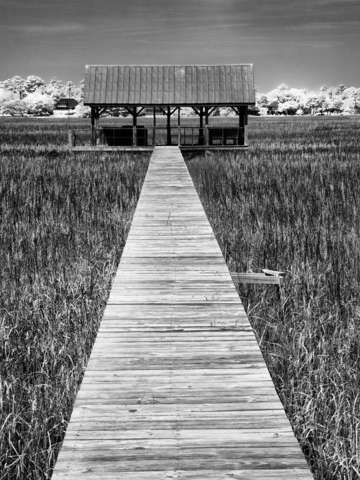 The dock house in bw infrared