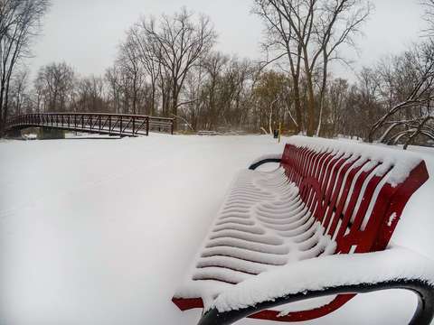 Red bench in the snow g0903432
