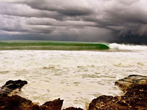 Dark stormy on the rocks