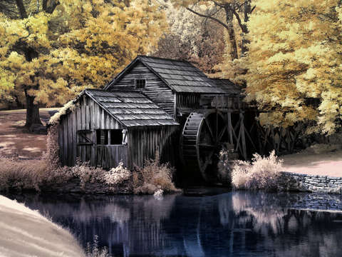 Mabry mill closeup in faux color infrared