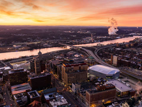Burning sunrise aerial