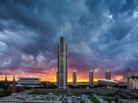 Moody skies above the plaza