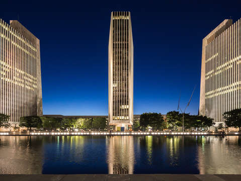 Agency buildings at twilight