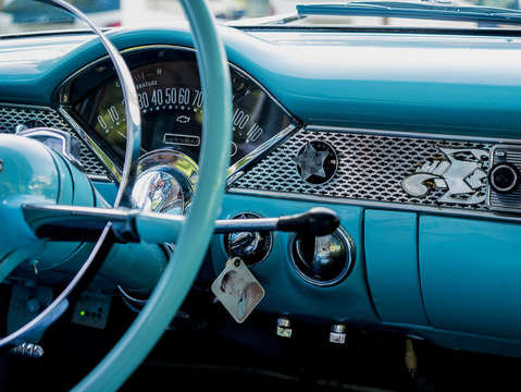 Blue cuban classic car