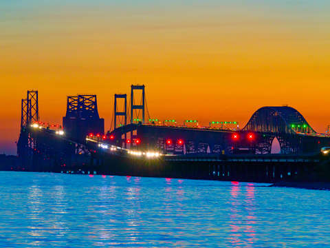 Chesapeake bay bridge at sunset