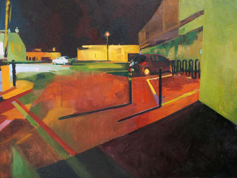 Night lot in green and red