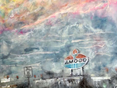 On the way home the amoco sign