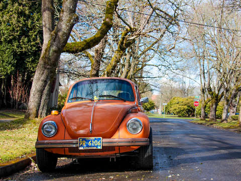 Orange volkswagen beetle