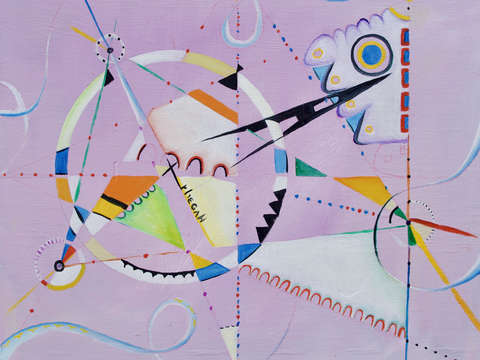 Five circles on lavender