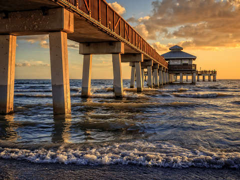 Florida fishing pier sunset fort myers beach