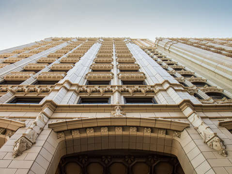 Looking up at art deco in tulsa