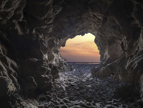 Malibu cave sunset