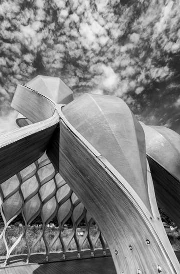 Peoples gas pavilion with clouds