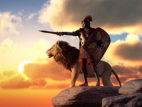 Centurion and lion