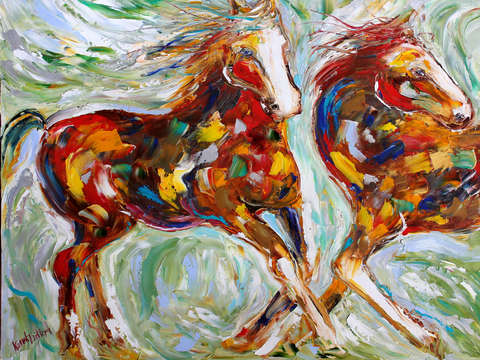 Wild mustang horses
