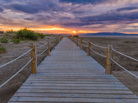 Woden path to sunset