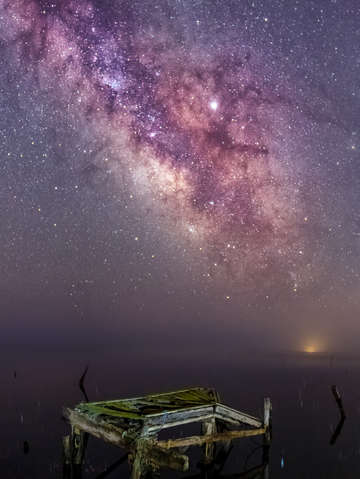 Fishing rod under the milky way