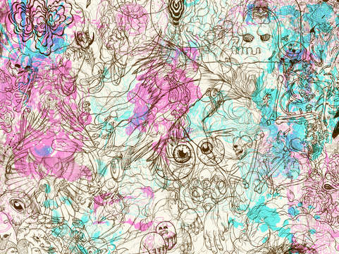 Sketch print pink