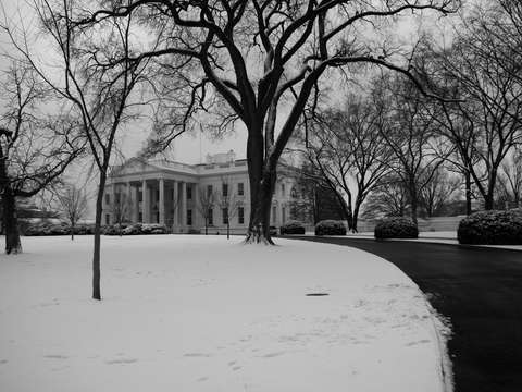 White house in the snow