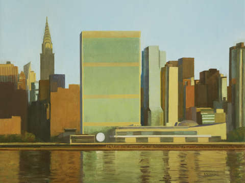Un and chrysler bldgs at sunrise