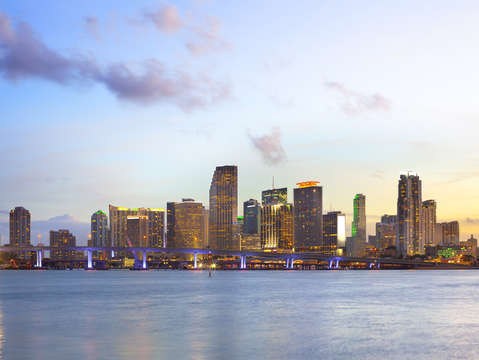 Miami skyline at dusk