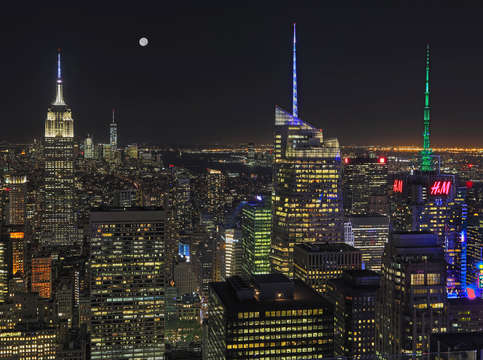 Top of the rock at night