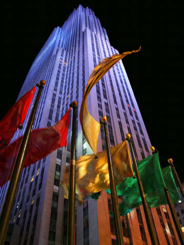 Rock center at night