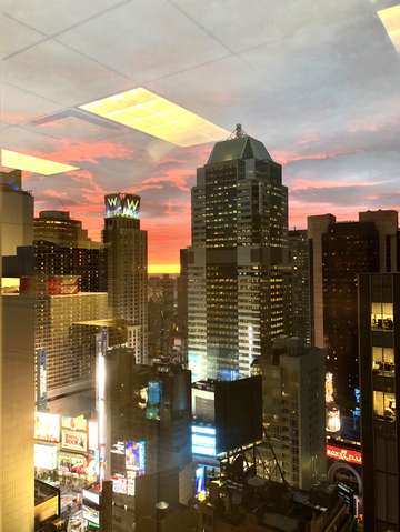 Sunset in times sq new york