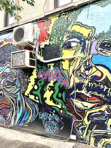 Graffiti faces close up brooklyn new york