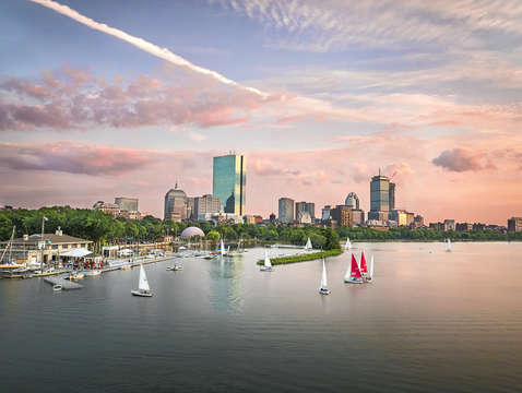 Boston skyline summer sunset