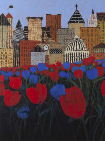 Town and tulips