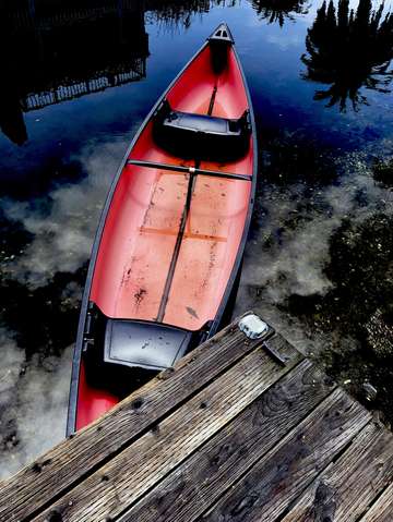 Red old wooden boat
