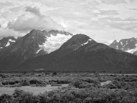 Mountain glacier bw