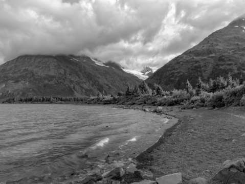 Mountain sunset bw