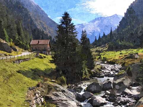 Streamside mountain chalet