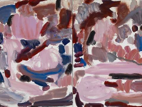 Abstract diptych rose mauve