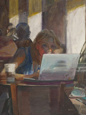 At the laptop
