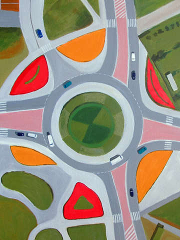 Traffic circle and roads