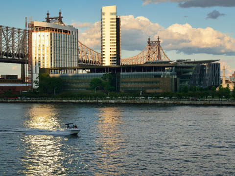 Visions of new york cruising the river at sunset