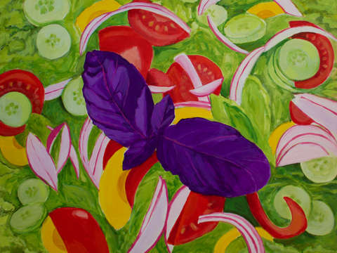 Green salad with opal basil