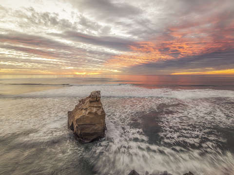 Stone in solitude at sunset