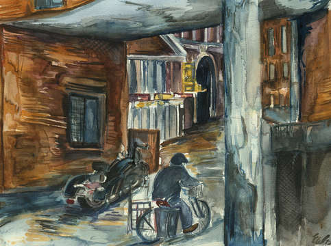 Theater district cyclist